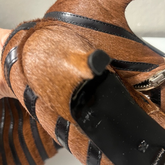 Sonia Rykiel Brown and Black Striped Heeled Boots. - Picture 15 of 15